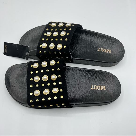 MixIt Womens Embellished Pearl Style Pool Slide Shoes Sz 7 - Picture 3 of 10